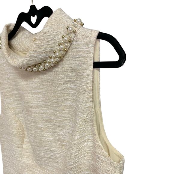 Lilly Pulitzer Portia Boucle Gold Metallic Pearl Beaded Dress Womens 8 AS IS - Picture 4 of 10